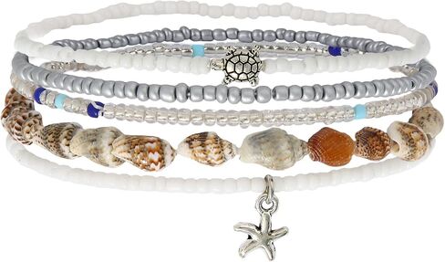 5pcs boho shell anklet مجموعة للنساء ، ومسدود شاطئ هاواي صوريلز كاحل الكاحل conch starfish و beaded anchlets الصيف الأزياء الهدية المجوهر in Saudi Arabia