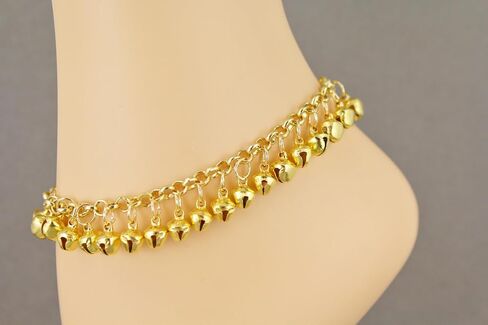 gold jingle bells adjustable anklet ankle bracelet belly dancer 8-10 inches long gold bell anklet Very Jingly in Saudi Arabia