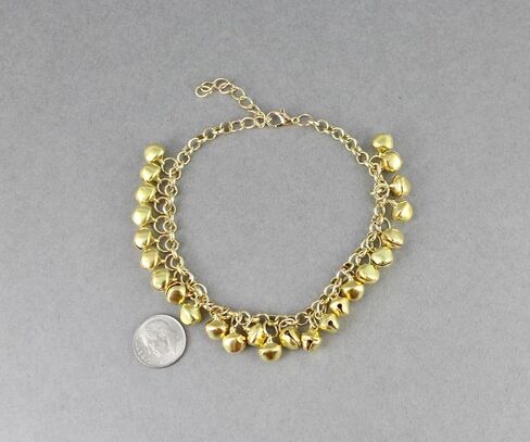 gold jingle bells adjustable anklet ankle bracelet belly dancer 8-10 inches long gold bell anklet Very Jingly in Saudi Arabia