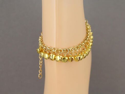 gold jingle bells adjustable anklet ankle bracelet belly dancer 8-10 inches long gold bell anklet Very Jingly in Saudi Arabia