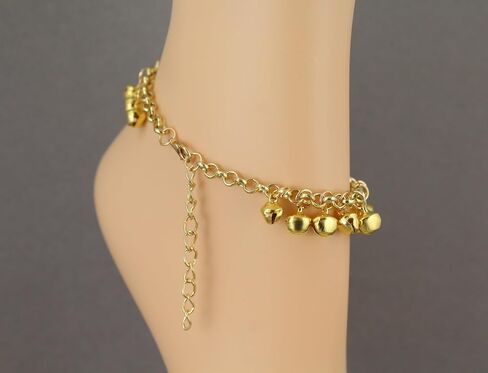 gold jingle bells adjustable anklet ankle bracelet belly dancer 8-10 inches long gold bell anklet Very Jingly in Saudi Arabia