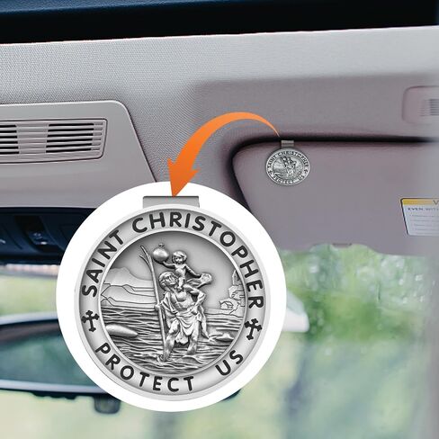Heart-Shaped Car Visor Clip, Car Visor Medal Accessories, Driving Safety Prayer Bless Religious Gift for Family, Friends, New Drivers in Kuwait