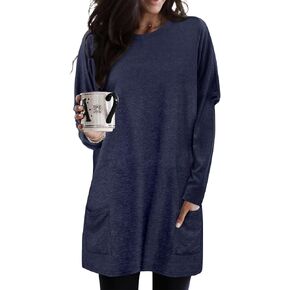 KISSMODA Womens Casual Tunic Tops for Leggings Long Sleeve Fall Shirts with Pockets in Saudi Arabia