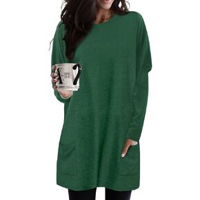 KISSMODA Womens Casual Tunic Tops for Leggings Long Sleeve Fall Shirts with Pockets in Kuwait