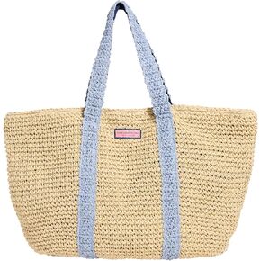 vineyard vines Womens Medium Straw Tote, Serenity Blue in Kuwait