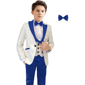 Boys Suit 3 Piece Slim Fit Suit for Boys Formal Wedding Outfits Tuxedo for Kids Ring Bearer Outfit Size 2-20 in Kuwait