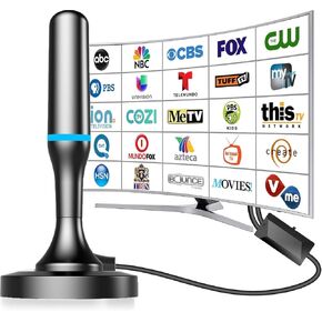 Indoor Digital TV Antenna Long Range with Signal Booster 4K fire Stick max Free for All 4K 1080P HDTV Local Channels Support All TV with long Coax Cable (Stick Antenna) (Cup Antenna)（orange trim） in Kuwait