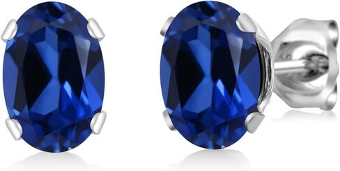 Gem Stone King مخصصة ومخصصة البيضاوي 7x5mm الأحجار الكريمة سوار المولد والمجوهرات الأقراط مجموعة للنساء في 925 الفضة الاسترليني قابلة للتعديل تصل إلى 10 بوصات in Kuwait