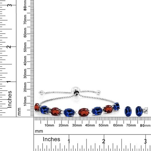 Gem Stone King مخصصة ومخصصة البيضاوي 7x5mm الأحجار الكريمة سوار المولد والمجوهرات الأقراط مجموعة للنساء في 925 الفضة الاسترليني قابلة للتعديل تصل إلى 10 بوصات in Kuwait