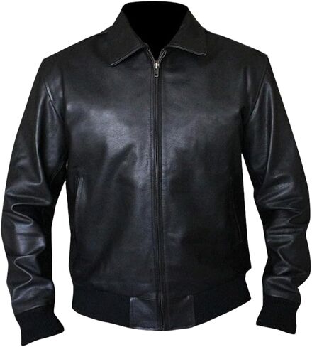Mens Happy Days Arthur Fonzie Black & Brown Bomber Biker Faux Leather Jacket in Saudi Arabia