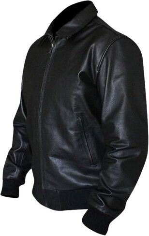 Mens Happy Days Arthur Fonzie Black & Brown Bomber Biker Faux Leather Jacket in Saudi Arabia