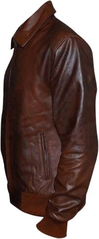 Mens Happy Days Arthur Fonzie Black & Brown Bomber Biker Faux Leather Jacket in Saudi Arabia