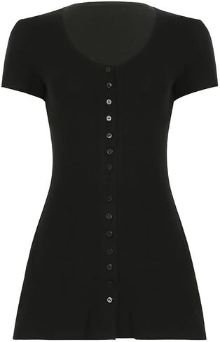 Lofaac Women Sexy v Beck Button لأسفل فستان قصير ضئيل نحيف كاب غلاف متدفق سوينغ يخرج من الفستان الصغير الصيف in Kuwait