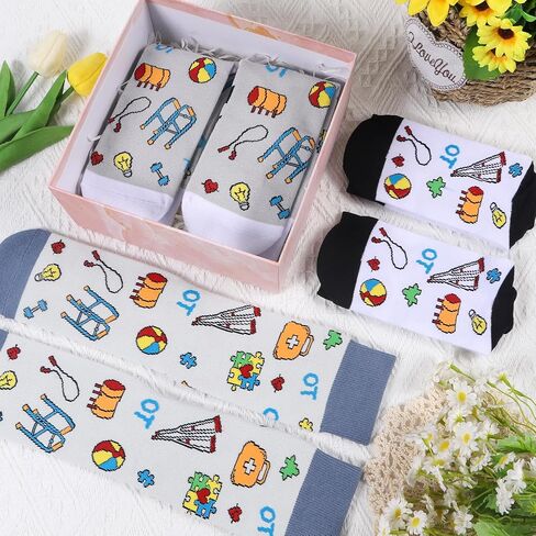 Occupational Therapy Gifts Socks - 3 Pairs Soft OT Themed Socks, Occupational Therapist Thank You Appreciation Birthday Graduation Thanksgiving Christimas OT Month Gift for Women Men in Saudi Arabia