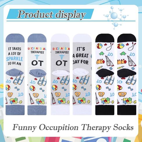 Occupational Therapy Gifts Socks - 3 Pairs Soft OT Themed Socks, Occupational Therapist Thank You Appreciation Birthday Graduation Thanksgiving Christimas OT Month Gift for Women Men in Saudi Arabia