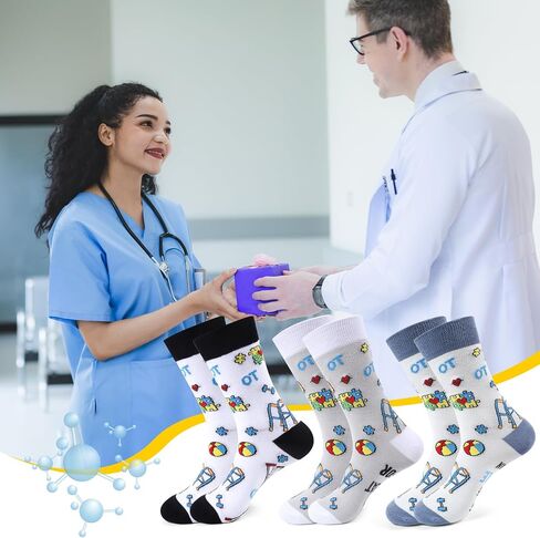 Occupational Therapy Gifts Socks - 3 Pairs Soft OT Themed Socks, Occupational Therapist Thank You Appreciation Birthday Graduation Thanksgiving Christimas OT Month Gift for Women Men in Saudi Arabia