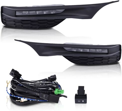 مصباح الضباب الأمامي Pit66 الأمامي ، متوافق مع 2016-2017 Honda Accord Sedan 2Pack LED LED LED Front Pumper Lamps+Wiring+Switch 33900T2AA21 إكسسوارات مصباح الضباب ، Faros Antiniebla in Kuwait