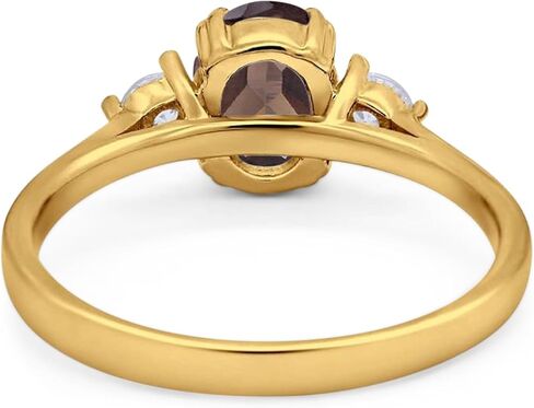 Omranii Three Stone Art Deco Ring Oval Natural Chocolate Smoky Quartz Quartz Style CZ خواتم الزفاف للنساء 925 هدية عيد ميلاد الفضة الاسترليني لها in Kuwait