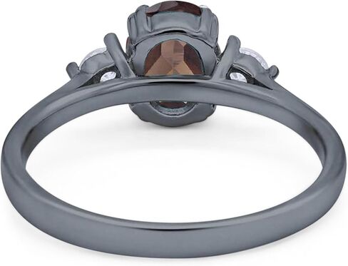 Omranii Three Stone Art Deco Ring Oval Natural Chocolate Smoky Quartz Quartz Style CZ خواتم الزفاف للنساء 925 هدية عيد ميلاد الفضة الاسترليني لها in Kuwait