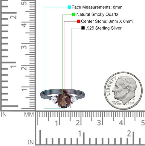 Omranii Three Stone Art Deco Ring Oval Natural Chocolate Smoky Quartz Quartz Style CZ خواتم الزفاف للنساء 925 هدية عيد ميلاد الفضة الاسترليني لها in Kuwait