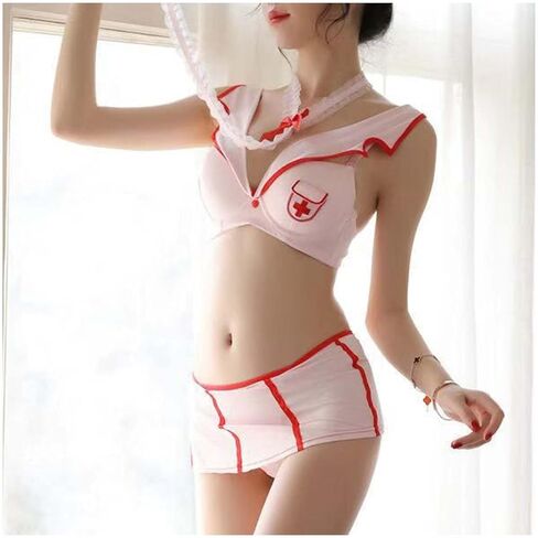 MLAFE Sexy Nurse Cosplay Outfit for Women, Roleplay Costume Lingerie Set with Headpiece & Stockings One Size (88-140 lbs) in Saudi Arabia