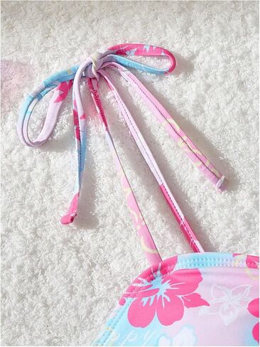 Women's 2 Piece Bikini Set Y2K Floral Print Tankini Set Full Coverage Bikini Tie Swimsuit High Waisted Bathing Suit in Kuwait