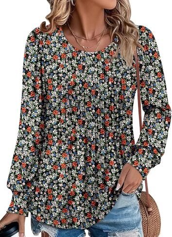 BETTE BOUTIK Long Sleeve Shirts for Women Fall Tops Dressy Blouses Crewneck Tunic Tops for Leggings S-3XL in Saudi Arabia