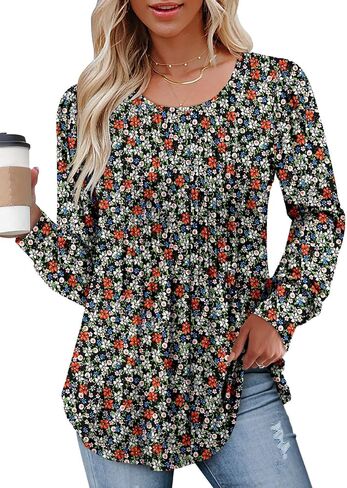BETTE BOUTIK Long Sleeve Shirts for Women Fall Tops Dressy Blouses Crewneck Tunic Tops for Leggings S-3XL in Saudi Arabia