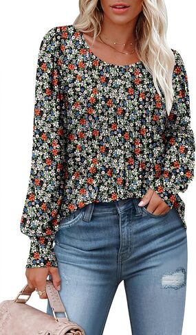 BETTE BOUTIK Long Sleeve Shirts for Women Fall Tops Dressy Blouses Crewneck Tunic Tops for Leggings S-3XL in Saudi Arabia