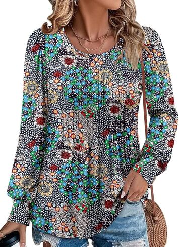 BETTE BOUTIK Long Sleeve Shirts for Women Fall Tops Dressy Blouses Crewneck Tunic Tops for Leggings S-3XL in Saudi Arabia