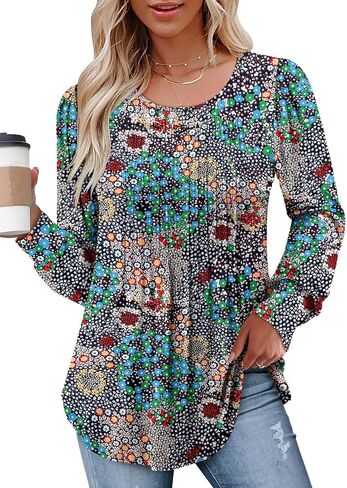 BETTE BOUTIK Long Sleeve Shirts for Women Fall Tops Dressy Blouses Crewneck Tunic Tops for Leggings S-3XL in Saudi Arabia