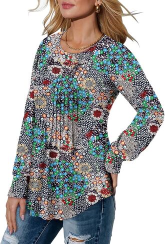 BETTE BOUTIK Long Sleeve Shirts for Women Fall Tops Dressy Blouses Crewneck Tunic Tops for Leggings S-3XL in Saudi Arabia