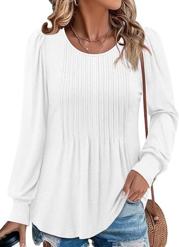 BETTE BOUTIK Long Sleeve Shirts for Women Fall Tops Dressy Blouses Crewneck Tunic Tops for Leggings S-3XL in Saudi Arabia