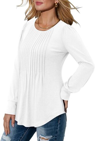 BETTE BOUTIK Long Sleeve Shirts for Women Fall Tops Dressy Blouses Crewneck Tunic Tops for Leggings S-3XL in Saudi Arabia