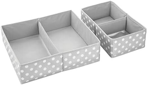 mDesign Fabric Drawer Organizer Bins, Kids/Baby Nursery Dresser, Closet, Shelf, Playroom Organization, Hold Clothes, Toys, Diapers, Bibs, Blankets, Set of 2, 4 Pack, Pink/White Polka Dot in Saudi Arabia