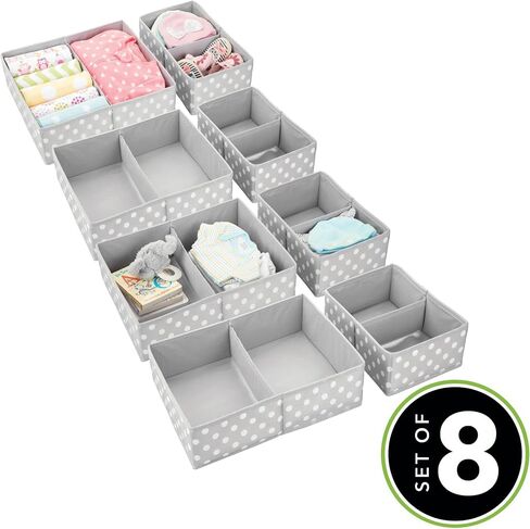 mDesign Fabric Drawer Organizer Bins, Kids/Baby Nursery Dresser, Closet, Shelf, Playroom Organization, Hold Clothes, Toys, Diapers, Bibs, Blankets, Set of 2, 4 Pack, Pink/White Polka Dot in Saudi Arabia