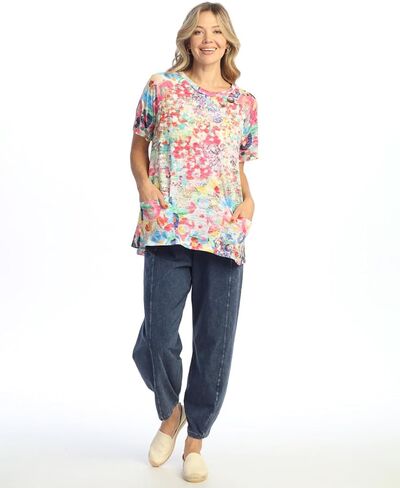 Jess & Jane Meadows Patch Pocket Burnout Tunic Top in Saudi Arabia