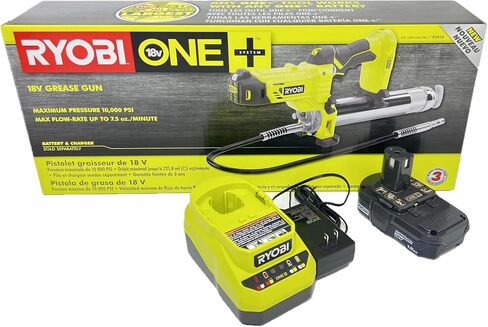 Ryobi P3410-P163 18-Volt ONE+ Grease Gun Kit with (1) 2.0 Ah Lithium-Ion Battery and Dual Chemistry Charger in Saudi Arabia