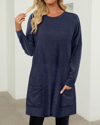 KISSMODA Womens Casual Tunic Tops for Leggings Long Sleeve Fall Shirts with Pockets in Saudi Arabia