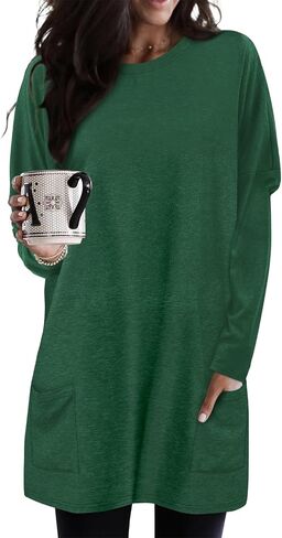 KISSMODA Womens Casual Tunic Tops for Leggings Long Sleeve Fall Shirts with Pockets in Saudi Arabia