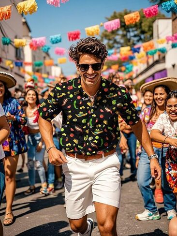 قميص Cinco de Mayo للرجال مضحك زر قصير الأكمام أسفل القمصان المكسيكية in Kuwait
