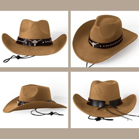 Wildarms Cowboy Hat with Bandana - Adjustable Wide Brim Western Hat for Men & Women,Costume Accessories for Rodeo & Halloween in Saudi Arabia