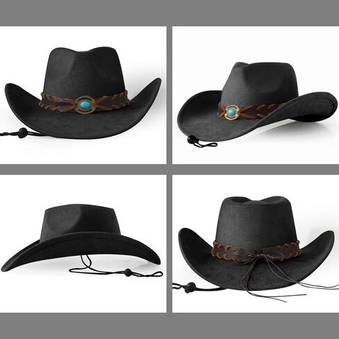 Wildarms Cowboy Hat with Bandana - Adjustable Wide Brim Western Hat for Men & Women,Costume Accessories for Rodeo & Halloween in Kuwait