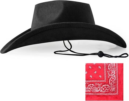Wildarms Cowboy Hat with Bandana - Adjustable Wide Brim Western Hat for Men & Women,Costume Accessories for Rodeo & Halloween in Kuwait