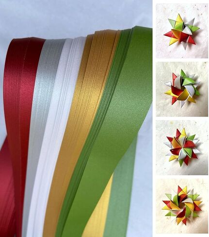 3/4" Shimmer Holiday~Paper Strips for German, Froebel, Moravian Stars Weaving Origami Christmas Ornaments DIY in Kuwait