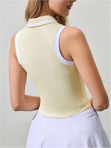 Oyoangle Women's Olcyless Golf Terts Zipper Slim Fit Tennis Tennis Tennis Tops Tops in Kuwait