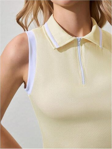 Oyoangle Women's Olcyless Golf Terts Zipper Slim Fit Tennis Tennis Tennis Tops Tops in Kuwait