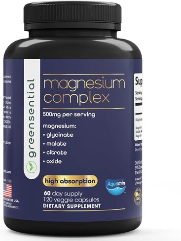 Magnesium Complex with Aquamin™ | 2-Month Supply | 500mg of Magnesium Glycinate, Citrate, Malate, Oxide & More to Support Stress Relief, Sleep, Muscles & Heart* | High Absorption |120 ct in Saudi Arabia