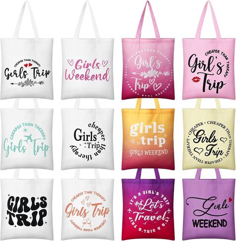 12 Pcs Girls Weekend Trip Bags Friend Trip Gifts Favors for Women 2025 Canvas Tote Girls Weekend Beach Bags Friendship Travel Favors for Bestie Female Bachelorette Galentines Day in Saudi Arabia
