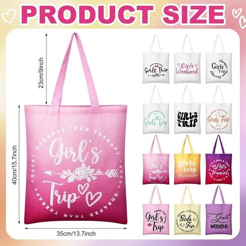 12 Pcs Girls Weekend Trip Bags Friend Trip Gifts Favors for Women 2025 Canvas Tote Girls Weekend Beach Bags Friendship Travel Favors for Bestie Female Bachelorette Galentines Day in Saudi Arabia